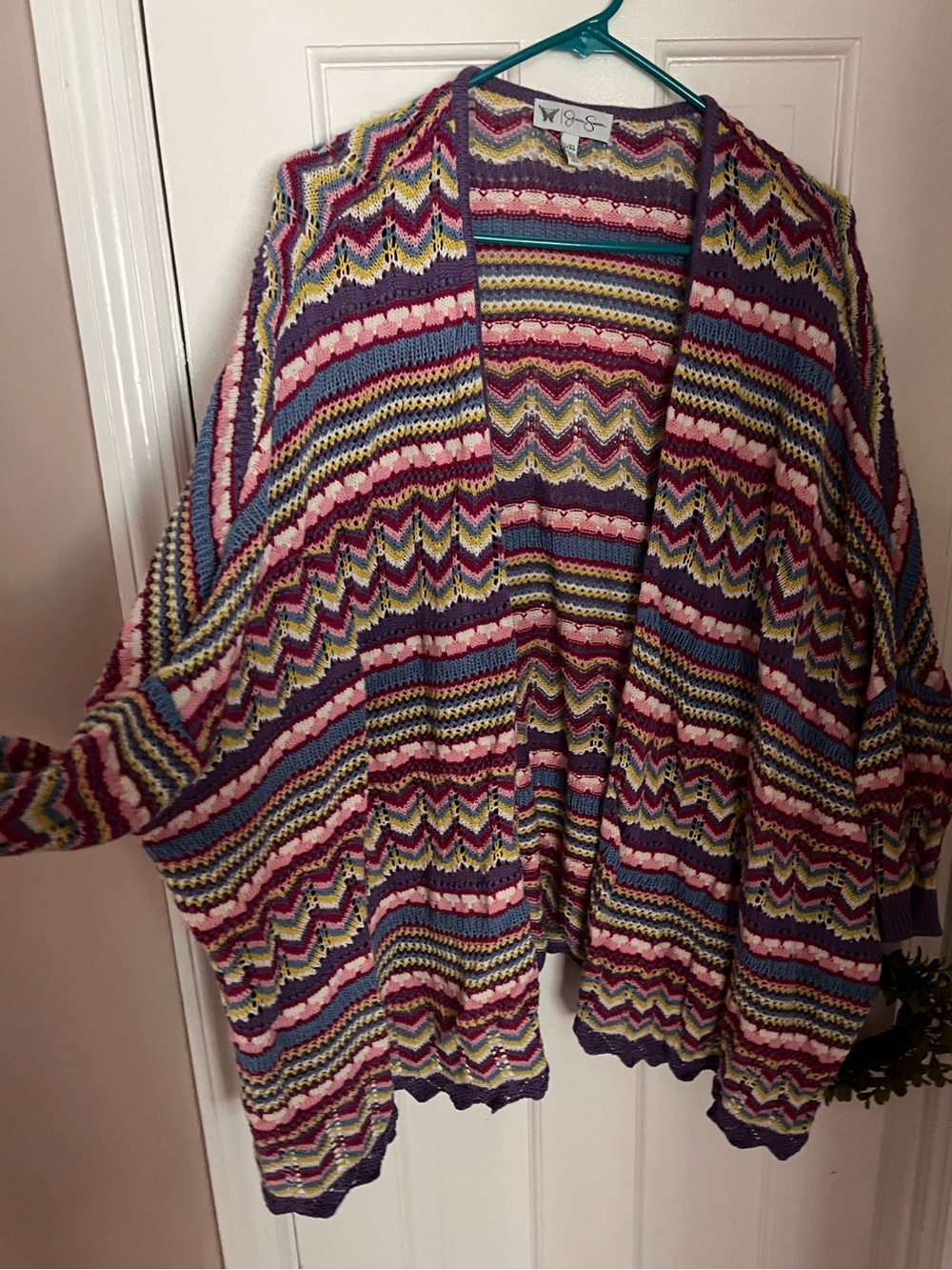 Jessica Simpson Colorful Striped Open-Front Knit Cardigan
